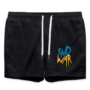 Ukraine End War - Badeshorts - Schwarz - Vorne - AI Model Male 185 light (185cm)