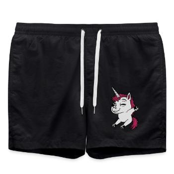 Dabbing tanzendes Einhorn Party - Badeshorts - Schwarz - Vorne - AI Model Male 185 light (185cm)