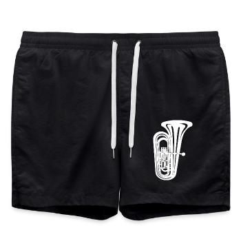 Tuba with the deepest tone of all brass instruments - Swim Trunks - black - Front - AI Model Male 185 light (185cm)