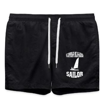 Voilier Capitaine Sailor Voilier Voile - Short de bain - noir - Devant - AI Model Male 185 light (185cm)