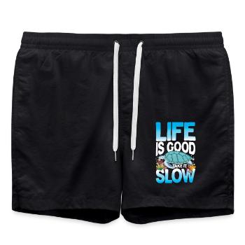 Life Is Good Take It Slow für - Badeshorts - Schwarz - Vorne - AI Model Male 185 light (185cm)