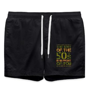Fifties 50s 50's 50s - Swim Trunks - black - Front - AI Model Male 185 light (185cm)