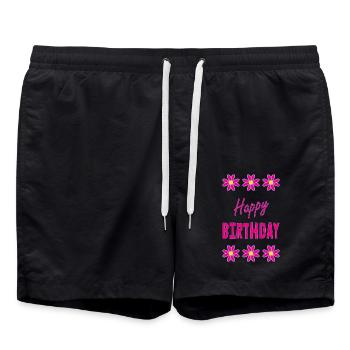 ALLES GUTE ZUM GEBURTSTAG. ALLES GUTE ZUM GEBURTSTAG. JAHRESTAG. - Badeshorts - Schwarz - Vorne - AI Model Male 185 light (185cm)