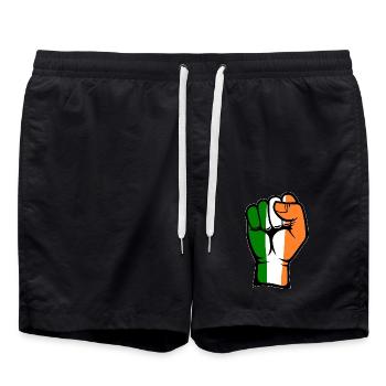 Irland Flagge Faust Hand Symbol - Badeshorts - Schwarz - Vorne - AI Model Male 185 light (185cm)
