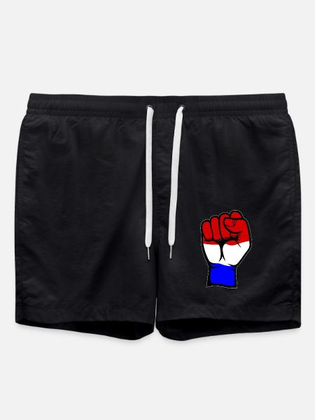 Holland Flag Fist Hand Symbol - Swim Trunks - black