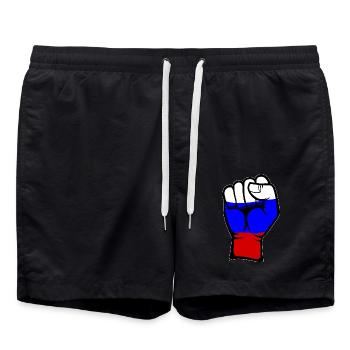 Drapeau de la Russie Symbole de la main du poing - Short de bain - noir - Devant - AI Model Male 185 light (185cm)