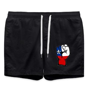 Chile Flag Fist Hand Symbol - Swim Trunks - black - Front - AI Model Male 185 light (185cm)