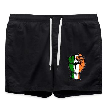 Irland Flagge Faust Hand Symbol used - Badeshorts - Schwarz - Vorne - AI Model Male 185 light (185cm)