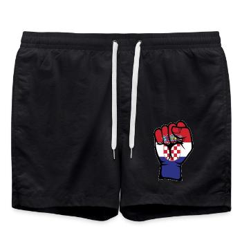 Drapeau de la Croatie Symbole de la main du poing - Short de bain - noir - Devant - AI Model Male 185 light (185cm)