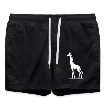 Minimalist Giraffe Africa Silhouette - Swim Trunks - black - Front - AI Model Male 185 light (185cm)
