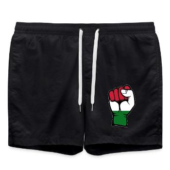 Drapeau de la Hongrie Poing Main - Short de bain - noir - Devant - AI Model Male 185 light (185cm)