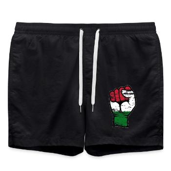 Drapeau de la Hongrie poing à la main utilisé - Short de bain - noir - Devant - AI Model Male 185 light (185cm)