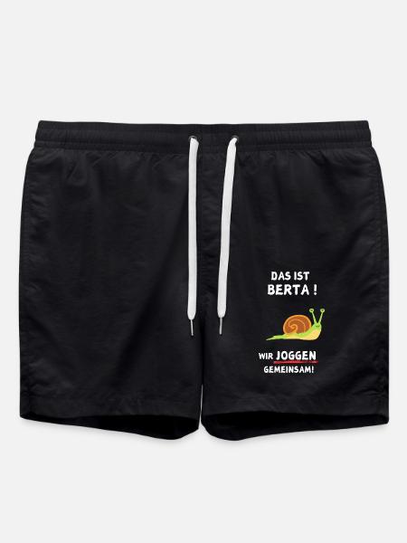 Das Ist Berta! Wir Joggen Gemeinsam! Schnecke - Badeshorts - Schwarz