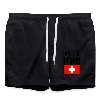 Swiss made in - Swim Trunks - black - Front - AI Model Male 185 light (185cm)