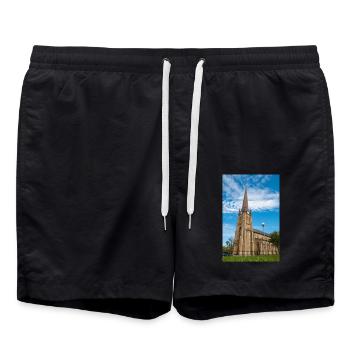 Haga Church (Haga kyrka) Gothenburg City Sweden - Swim Trunks - black - Front - AI Model Male 185 light (185cm)
