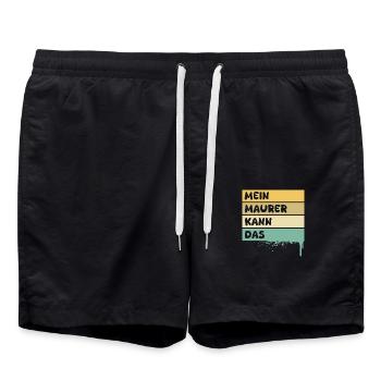 Profession : Maçon - Short de bain - noir - Devant - AI Model Male 185 light (185cm)