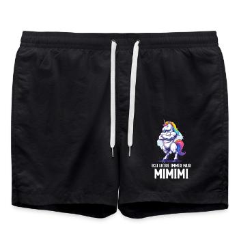 Einhorn Unicorn Magisch Ich höre immer nur Mimimi - Badeshorts - Schwarz - Vorne - AI Model Male 185 light (185cm)