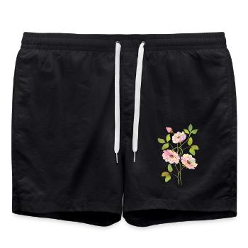 Flowers - Swim Trunks - black - Front - AI Model Male 185 light (185cm)