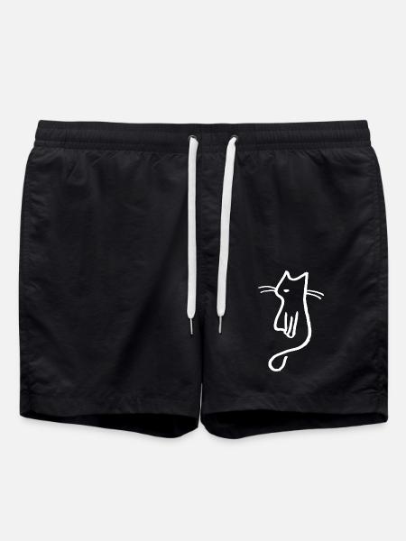 Cat Silhouette Gift - Swim Trunks - black
