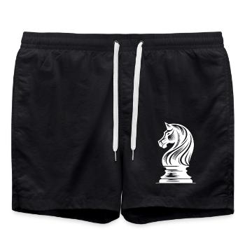 Chess Set Horse Chess Figure Knight Drawing - Swim Trunks - black - Front - AI Model Male 185 light (185cm)