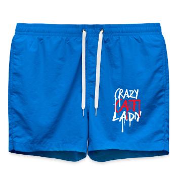 Crazy Cat Lady Text Insane Woman Cats Love - Swim Trunks - cobalt blue - Front