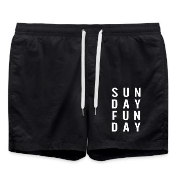 Sunday Funday Holiday Lover Quotes - Swim Trunks - black - Front - AI Model Male 185 light (185cm)