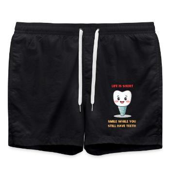 La vie est courte sourire alors que vous avez encore des dents - Short de bain - noir - Devant - AI Model Male 185 light (185cm)