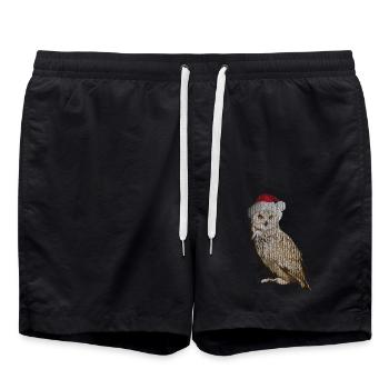 Chouette de Noël réaliste avec effet tricot unique - Short de bain - noir - Devant - AI Model Male 185 light (185cm)