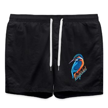 Martin-pêcheur mignon - Short de bain - noir - Devant - AI Model Male 185 light (185cm)