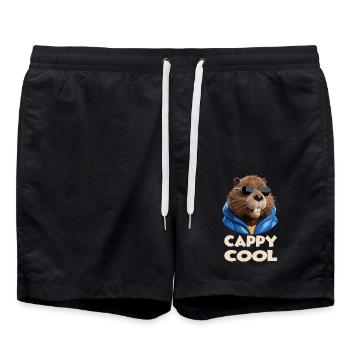 Stilvolle Biber tragen Sonnenbrillen Spaß - Badeshorts - Schwarz - Vorne - AI Model Male 185 light (185cm)