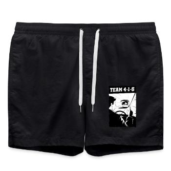 Busfahrer , 415 Gruß , Busfahrergruß , Trucker - Badeshorts - Schwarz - Vorne - AI Model Male 185 light (185cm)