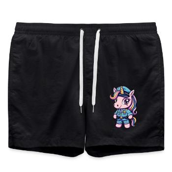 Cute Unicorn Police Officer - Badeshorts - Schwarz - Vorne - AI Model Male 185 light (185cm)