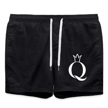 Queen Signet with Crown - Swim Trunks - black - Front - AI Model Male 185 light (185cm)