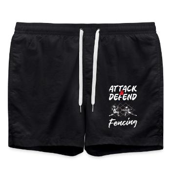 Attack And Defend Fencing - Swim Trunks - black - Front - AI Model Male 185 light (185cm)