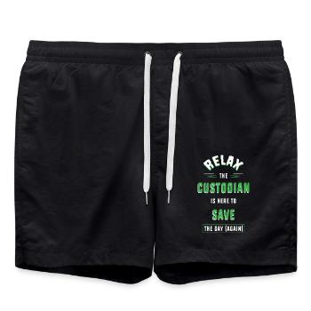 School caretaker - Swim Trunks - black - Front - AI Model Male 185 light (185cm)