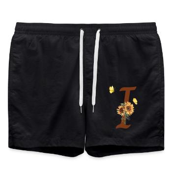 Lettre i tournesol papillon - Short de bain - noir - Devant - AI Model Male 185 light (185cm)