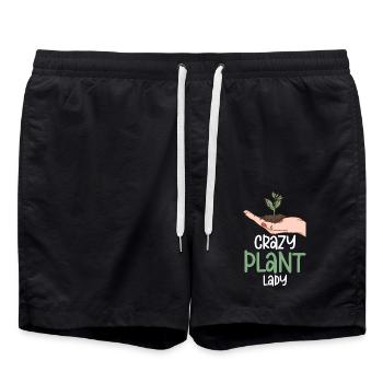 Crazy Plant Lady Botanical Gardening - Badeshorts - Schwarz - Vorne - AI Model Male 185 light (185cm)