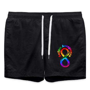 Not Less Autism Acceptance - Swim Trunks - black - Front - AI Model Male 185 light (185cm)