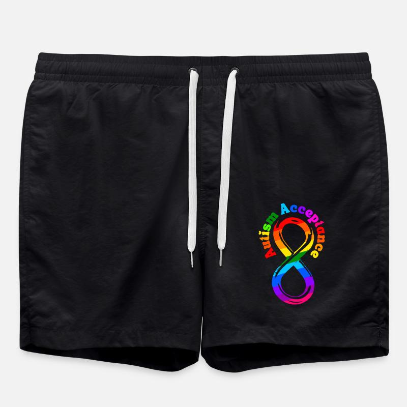Not Less Autism Acceptance - Swim Trunks - black