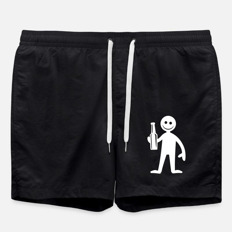 Strichmännchen Party Bier - Badeshorts - Schwarz