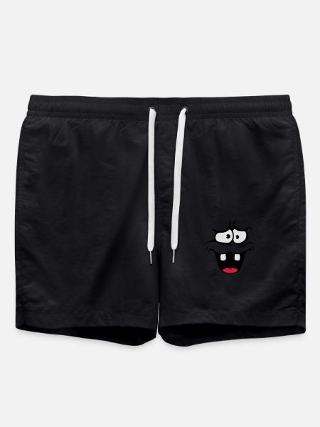 Insecure Anxious Comic Cartoon Face - Swim Trunks - black
