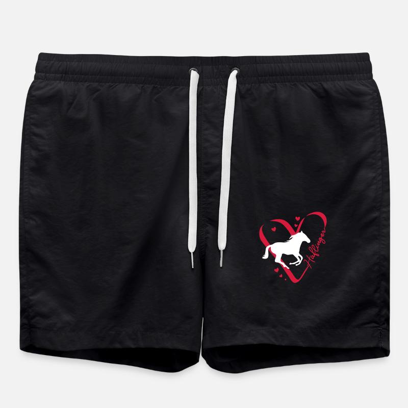 Haflinger Herz - Badeshorts - Schwarz