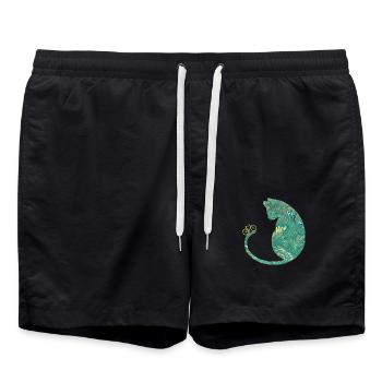 katze und fahrrad e 71 - Badeshorts - Schwarz - Vorne - AI Model Male 185 light (185cm)