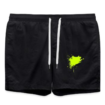 Stain paint splashed yellow dirt dirty - Swim Trunks - black - Front - AI Model Male 185 light (185cm)