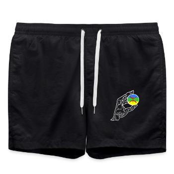 Drapeau de la main Amazigh - Short de bain - noir - Devant - AI Model Male 185 light (185cm)