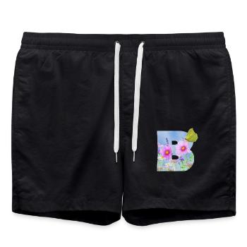 fleurs de printemps papillon b - Short de bain - noir - Devant - AI Model Male 185 light (185cm)