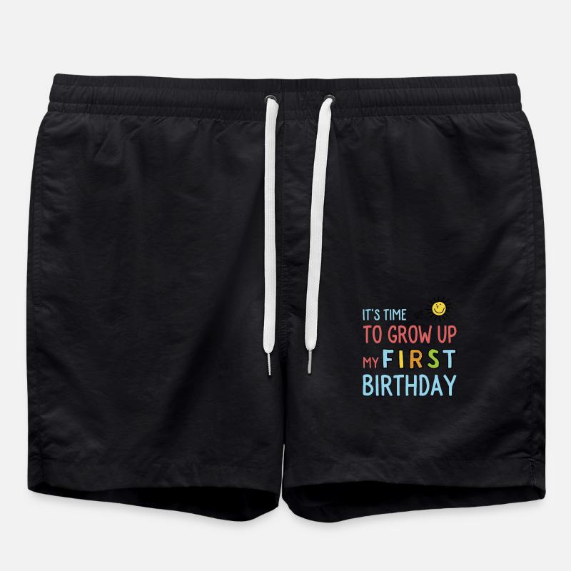 Funny first birthday sayings - Swim Trunks - black