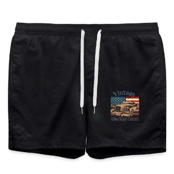 Voiture classique américaine - Vintage - Short de bain - noir - Devant - AI Model Male 185 light (185cm)
