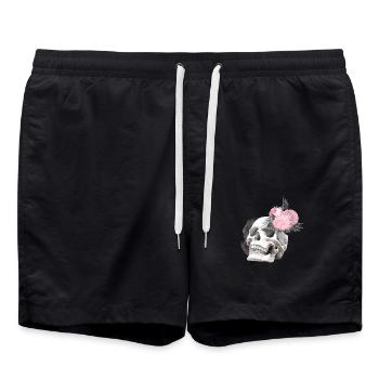 Nuit fleurs gothique goth crâne mort crâne punk - Short de bain - noir - Devant - AI Model Male 185 light (185cm)