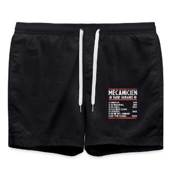 Mécanicien Tarif Horaire Humour Mechanic Cadeau - Short de bain - noir - Devant - AI Model Male 185 light (185cm)